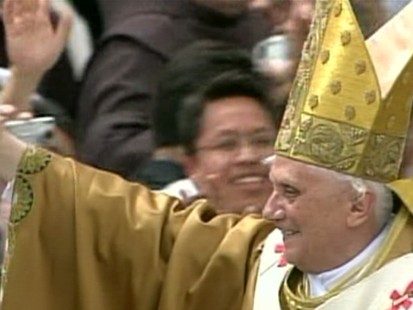 VIDEO: Pope Benedict XVI slips and fractures his wrist while on vacation in the Alps.