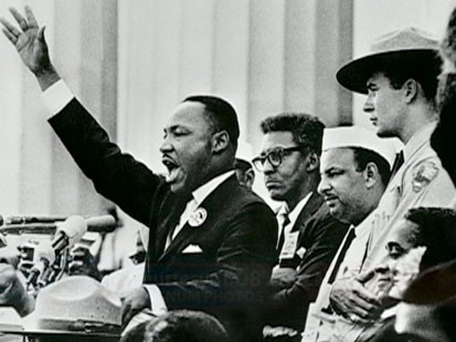 A picture of Martin Luther King Jr. delivering his "I Have a Dream" speech.