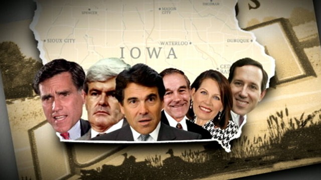 VIDEO: Mitt Romney, Ron Paul and Newt Gingrich battle for first place in GOP caucus.
