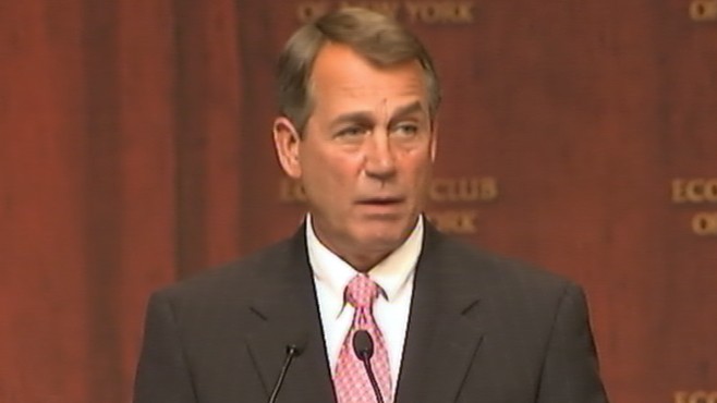 VIDEO: The Republican house speaker demands more federal budget cuts.