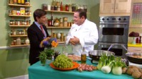 VIDEO: Emeril prepares Dijon chicken, crispy french fries and a fresh green salad.