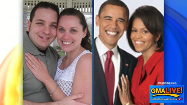 VIDEO: Newly engaged couple Barak Malkin and Michelle Westmiller share first names with first family.