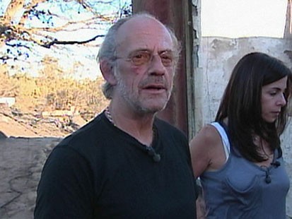 A picture of Christopher Lloyd in his burned house.