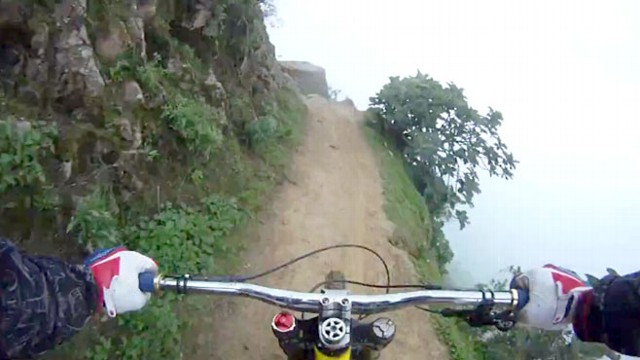 VIDEO: See Peruvian mountain bike rider Alejandro Pazs insanely fast ride on cliff.