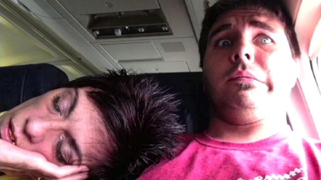 VIDEO: Steve Cullum posted to YouTube the awkward moment when a fellow passenger fell asleep on him.