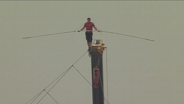 VIDEO: Daredevil discusses his accomplishing his latest stunt high over Atlantic City streets.