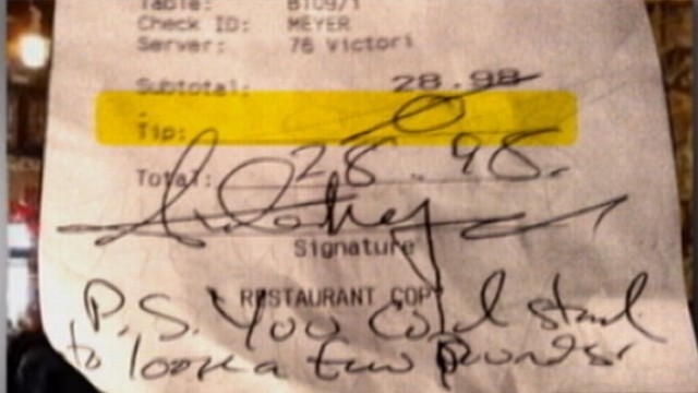 VIDEO: A Seattle waitress posts a receipt from a rude customer on her Facebook.