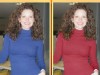 A picture of Taryn Winter Brill wearing a blue shirt and one of her in a red shirt.