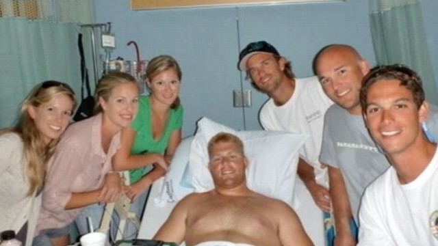 VIDEO: When a 9-foot-long bull shark attacked, one mans friends became heroes.