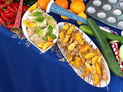 Cat Cora's Pork Skewers With Feta-Mint Tzatziki