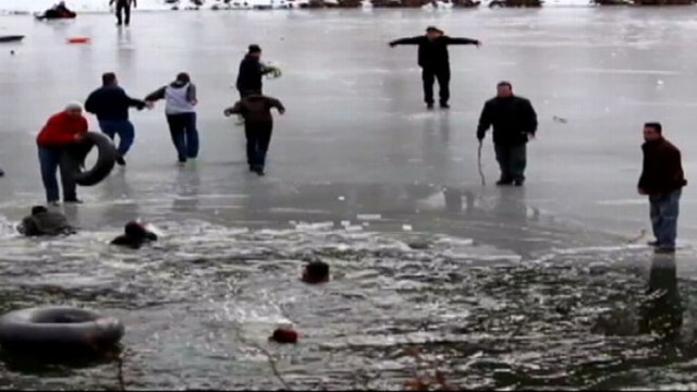 VIDEO: Ron Claiborne has the latest on those saved after ice breaks on pond.