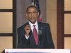 A picture of Barack Obama delivering his acceptance speech.