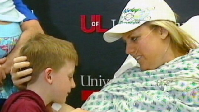 VIDEO: Mother remains positive after losing legs protecting children from debris.
