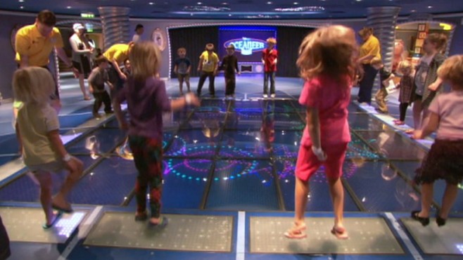 VIDEO: The brand new ship includes high-tech games and Broadway-style shows.