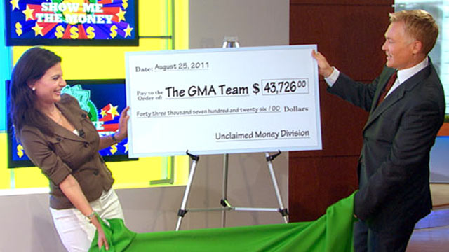 PHOTO: Bianna Golodryga and Sam Champion reveal results of "Good Morning Americas" unclaimed money search.