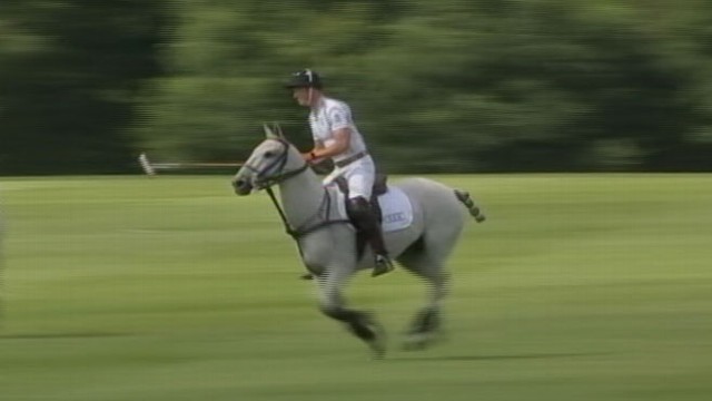 VIDEO: The prince enjoyed a charity polo match with Prince Harry before finishing his paternity leave.