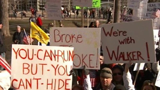 VIDEO: Protesters camp out in state Capitol as Democrats remain in hiding.