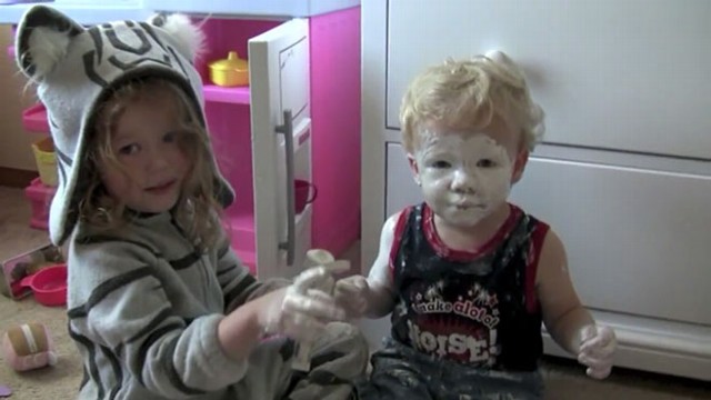 VIDEO: Little Girl Covers Brother in Diaper Rash Cream
