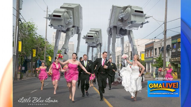 VIDEO: Bridal Party Attacked By Star Wars AT-AT Walkers