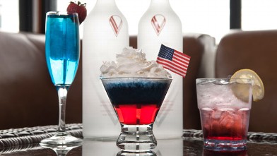 PHOTO: This red white and blue shooter is a drink specially made for the Fourth of July celebrations at Hudson Terrace in New York City.