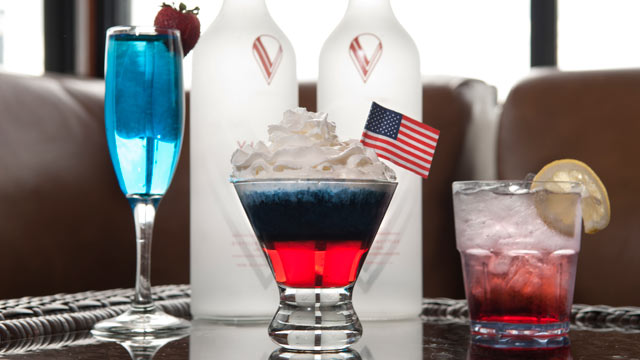 PHOTO: This red white and blue shooter is a drink specially made for the Fourth of July celebrations at Hudson Terrace in New York City.