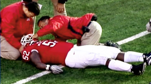 PHOTO Rutgers defensive tackle Eric LeGrand was paralyzed below the neck after making a tackle during the Scarlet Knights game against Army, and he will remain hospitalized for the near future.
