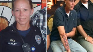 Sarah Clark shows off her tribute tattoo to Sgt. Kimberly Munley