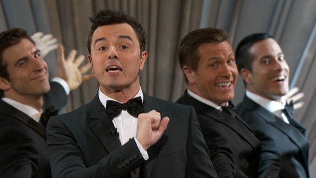 VIDEO: Seth MacFarlane sings 'We Saw Your Boobs' to actresses at the Academy Awards.