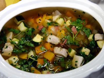 Roast Turkey, Watercress, and Winter Vegetable Chowder