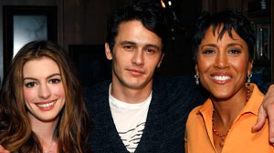 PHOTO Robin Roberts sits down with this years Oscar hosts Anne Hathaway and James Franco for an interview, Feb. 25, 2011.