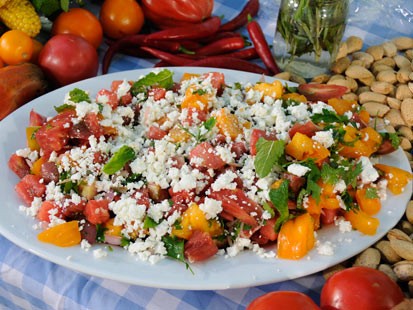 Marcus Samuelssons Tomato and Watermelon Salad with Almond Vinaigrette
