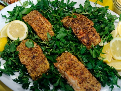 PHOTO Mustard and Coriander?Crusted Salmon with Watercress