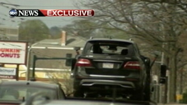 Video: Bombing Suspects' Bullet-Riddled SUV: Exclusive