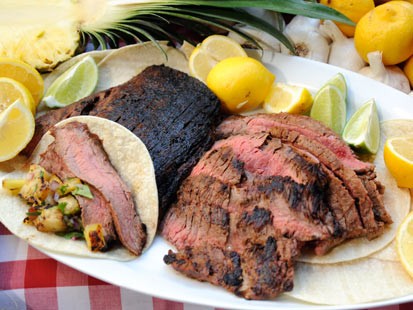 Grilled Chile-Lime Flank Steak Soft Tacos