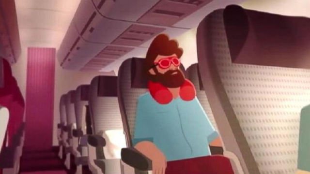 New animated in-flight video informs and entertains with references to Hollywood films.