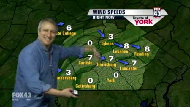 VIDEO: Actor Bronson Pinchot takes over Pennsylvania morning news programs weather report.
