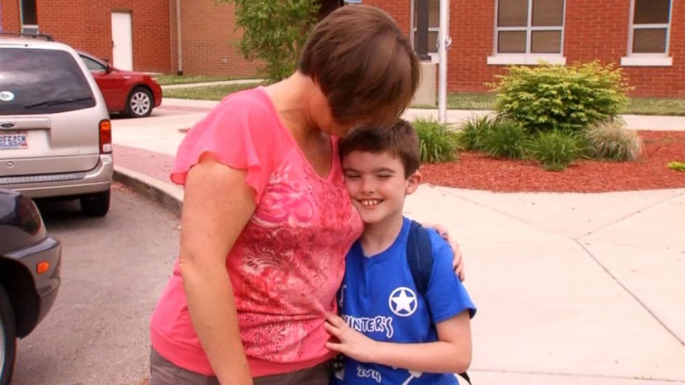 Hunter Samworth, 7, got a special surprise from the Dayton Dragons mascot, Heater.