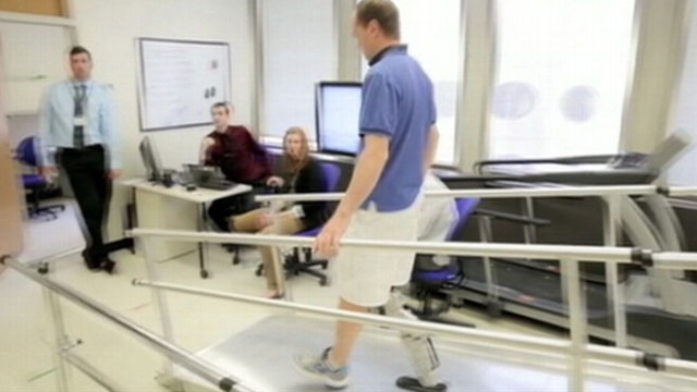 VIDEO: Robotic leg allows Zac Vawter, 31, to walk up and down a ramp and transition to stairs.