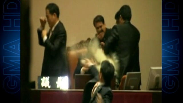 VIDEO: Debate over a trade deal with the U.S. sparked violence inside Parliament.