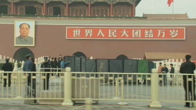 VIDEO: Vehicle crashed into a crowd and burst into flames in front of the Chinese landmark.