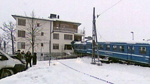 VIDEO: The stolen commuter train in Sweden jumped tracks before careening into an apartment building.