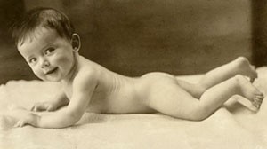 Photo: Bobby Domecon (for Domestic Economy) is the second practice baby to arrive at Cornell in 1920. He was a malnutrition case, but developed normally during his two-year stay.