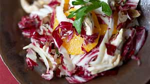 Photo: Rocco DiSpiritos Warm Chicken and Radicchio Salad with Orange, Tarragon and Goat Cheese
