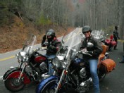 PHOTO Bill Weir and Chris Bernauer, general manager for Indian Motorcycles, take a rest along The Dragon.