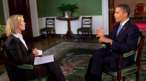 Photo: Elisabeth Leamy interviews President Obama