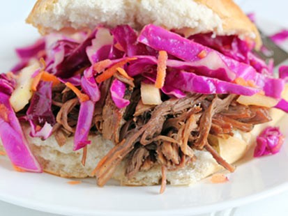 PHOTO: Chef Erin Chase prepares dad-friendly shredded beef and red cabbage sandwiches.