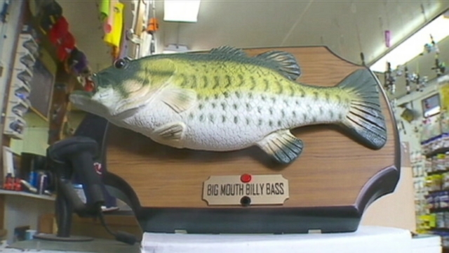 VIDEO: Fishing store owner Tom Allen credits the motion-detecting fish mount with protecting his store.