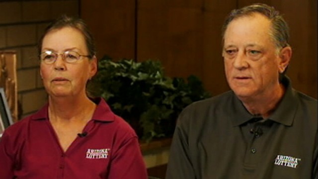 VIDEO: Diane and Kerry Carmichael, recipients of a $1 million prize, first won the lottery in 1995.