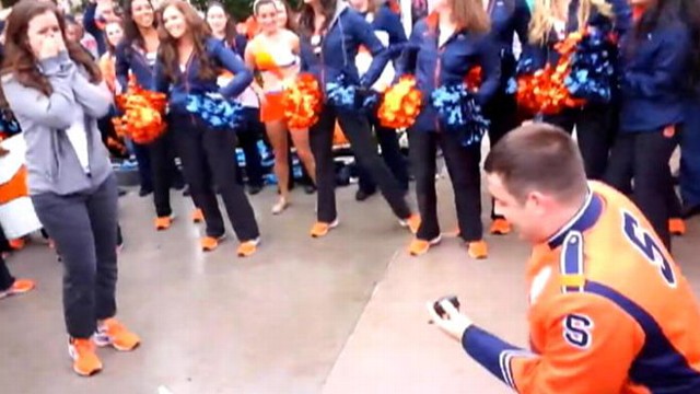 VIDEO: Ryan Giarrusso asked Katie Lappin to marry him before a Syracuse University football game.