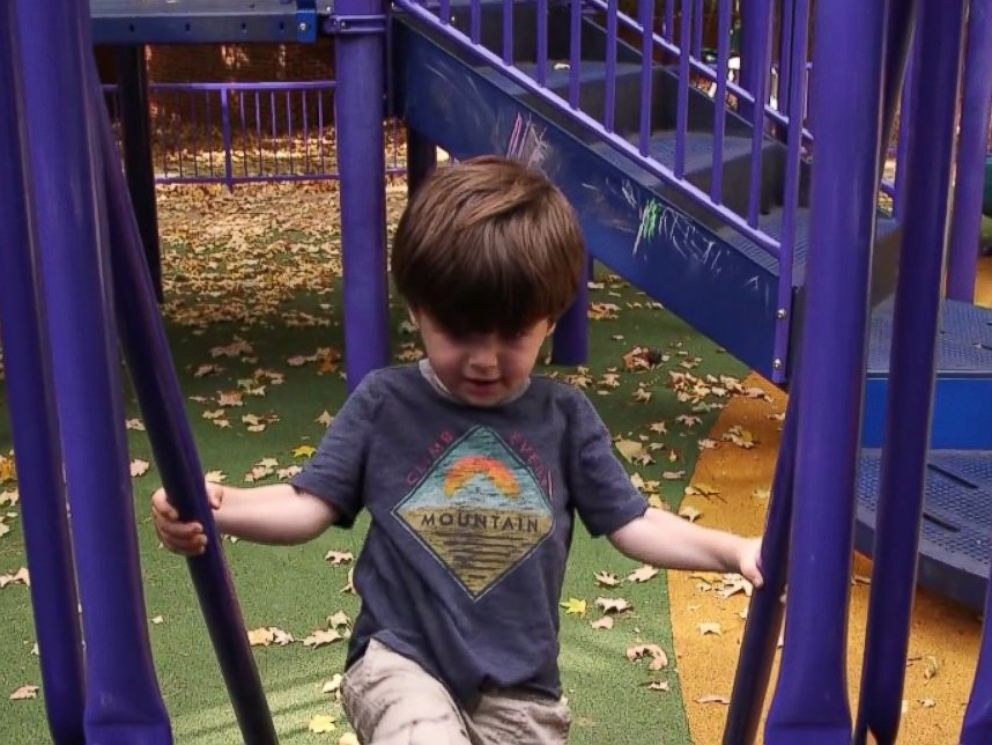 PHOTO: Toddler Lennon Landry plays on a playground at Vanderbilt University in Nashville, Tennessee. He is a frequent participant of autism studies at the school.